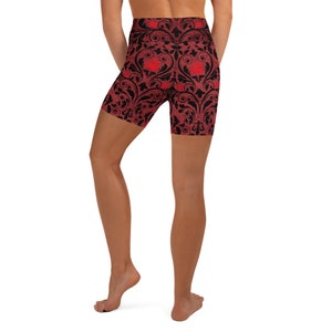 Gothic Rose & Scroll Yoga Shorts image 4