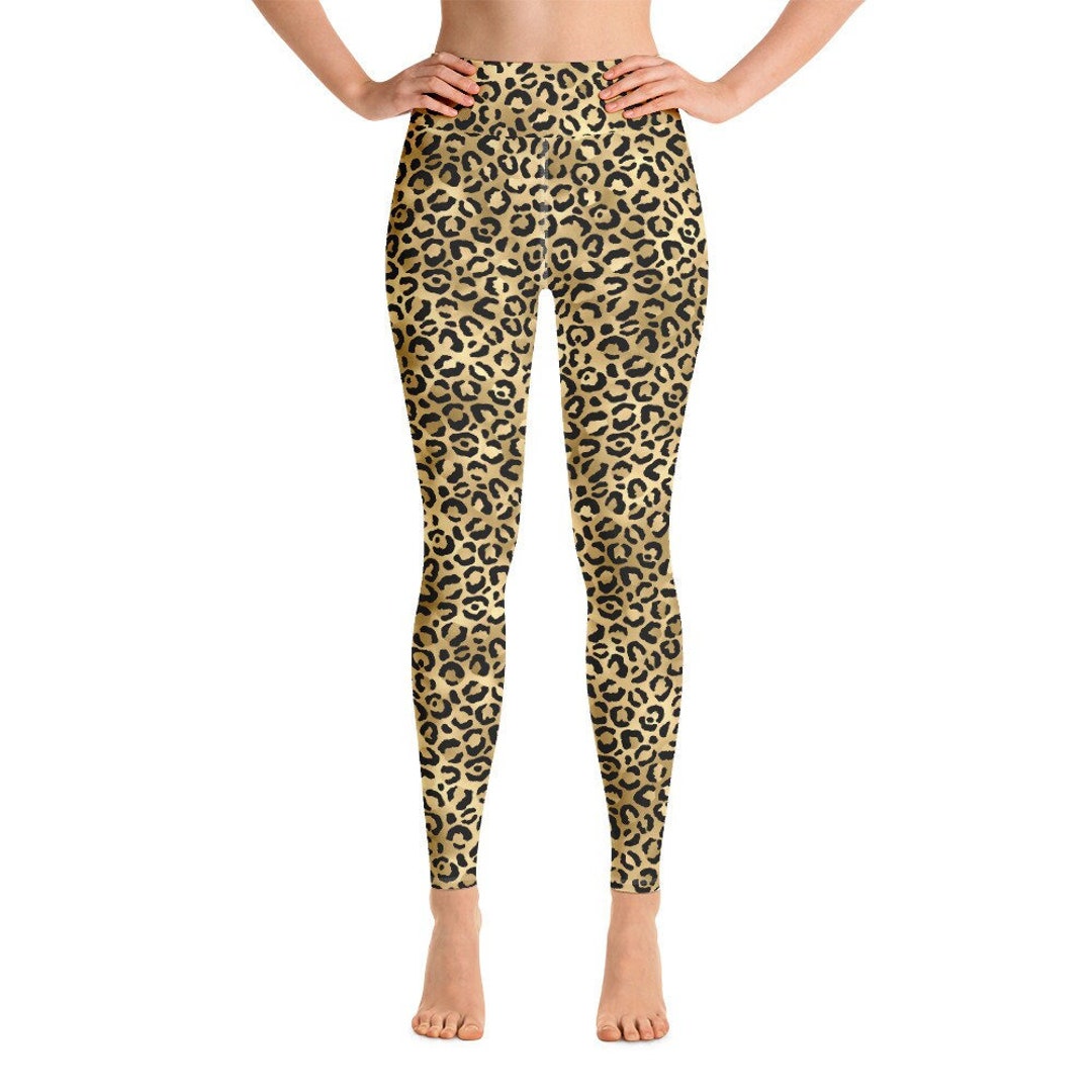 Gold Leopard Print Yoga Pants Leggings Etsy