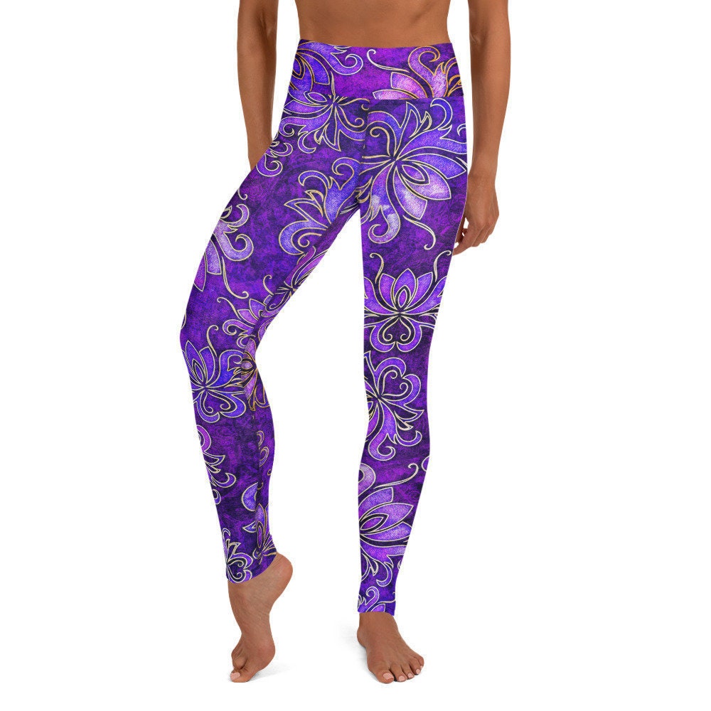Purple Lotus Flower Grunge Yoga Pants Leggings - Etsy