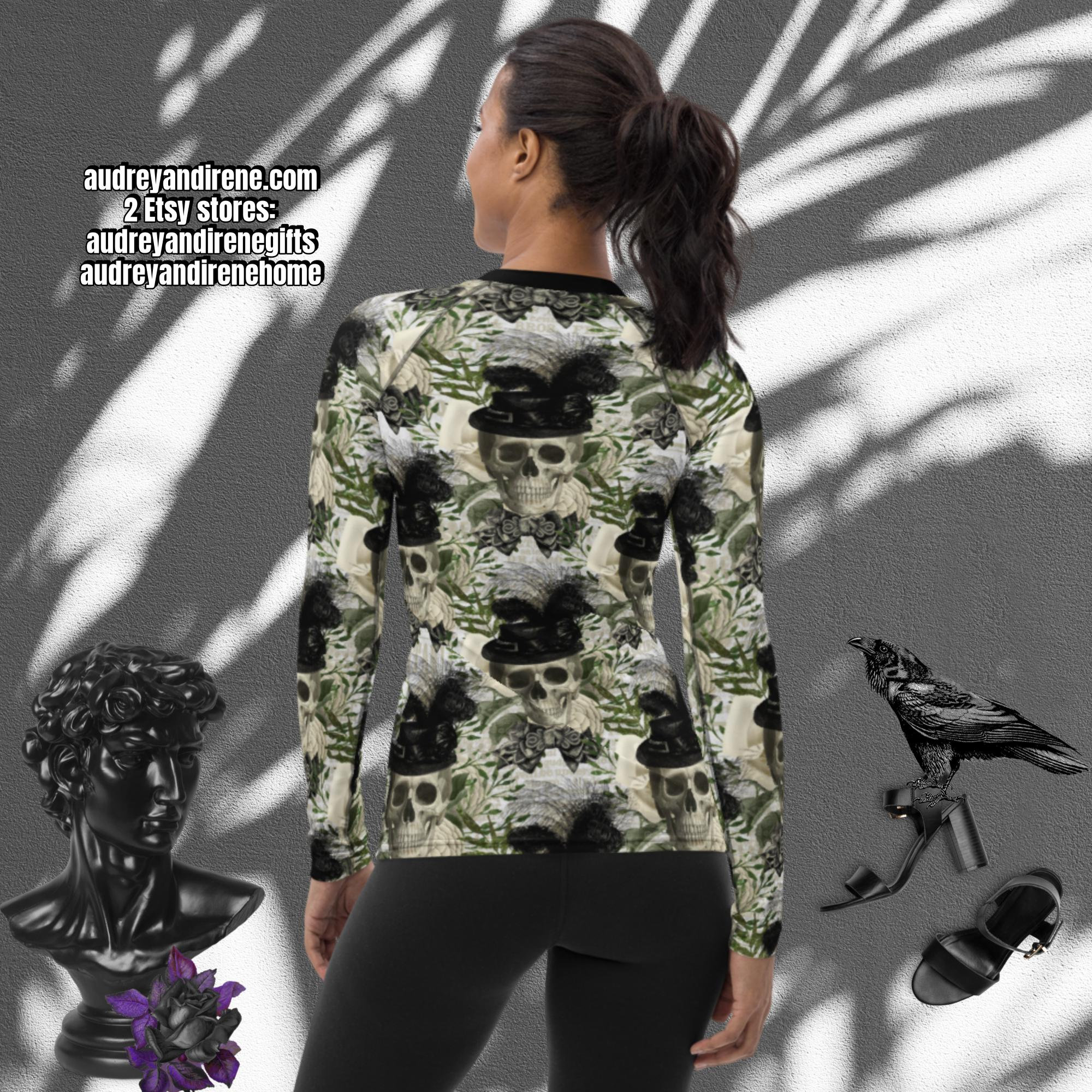 Fancy Skulls Goth Women's Rash Guard - Etsy