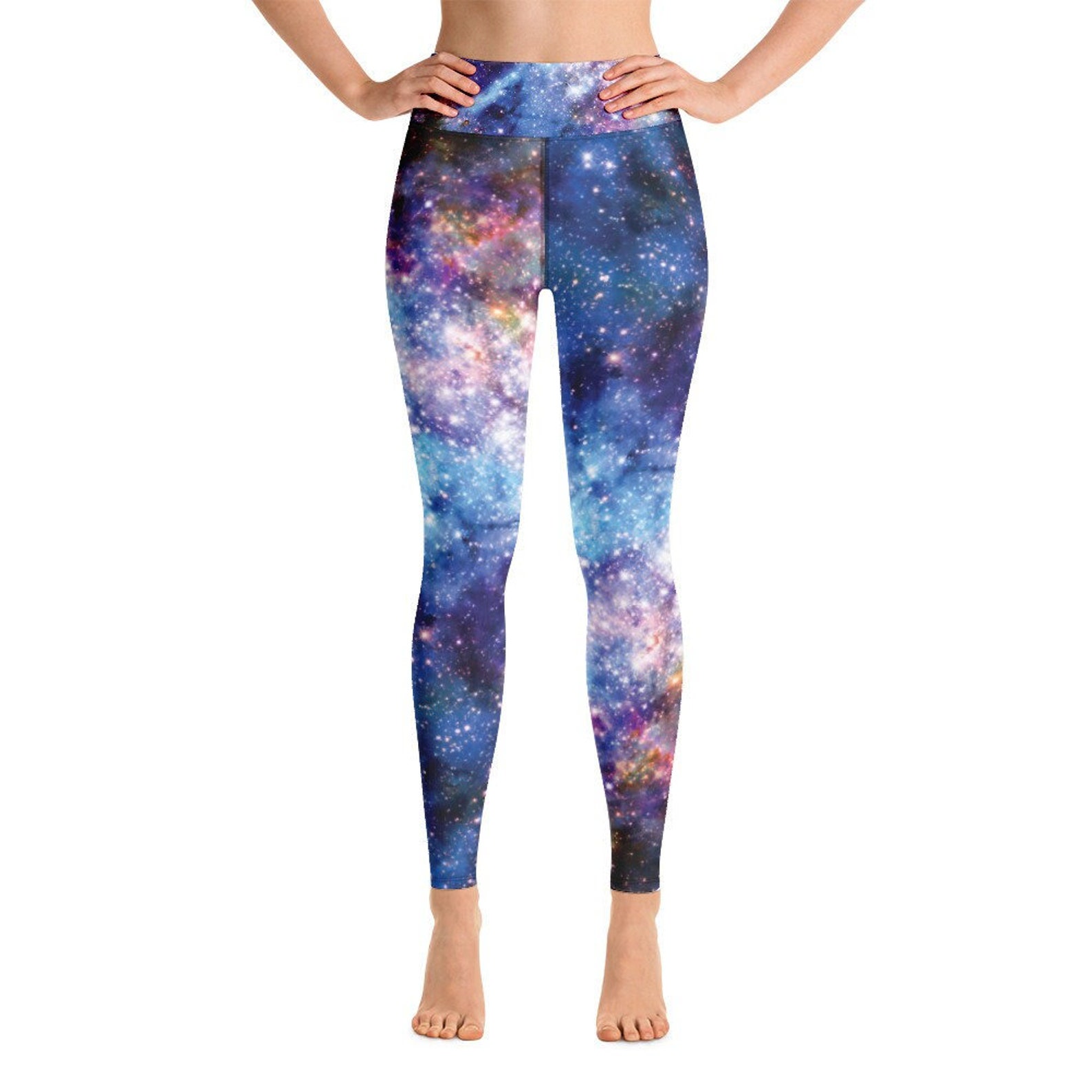 Blue Cosmic Space Galaxy Stars Yoga Pant Leggings Etsy