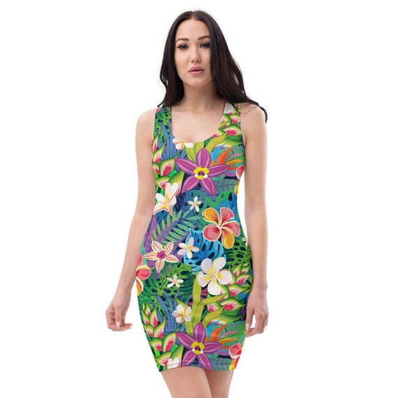 slim fit dress slacks Long Maxi Hawaiian Dress Birds of Paradise Hibiscus Beige / M