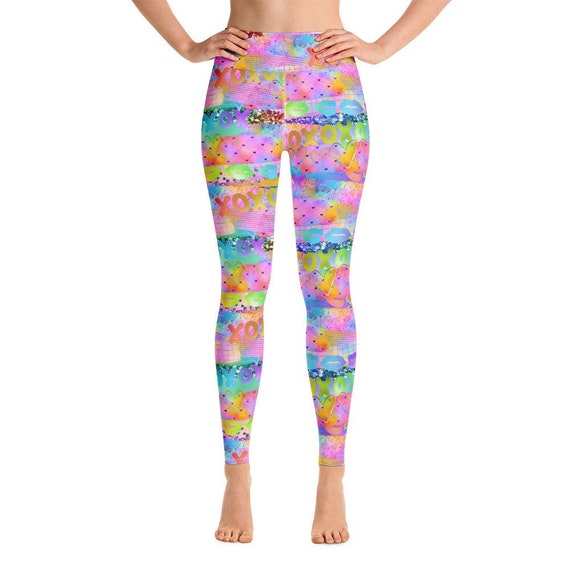 Pastel Rainbow Strips Abstract Yoga Workout Pants Leggings Meditation -   Canada