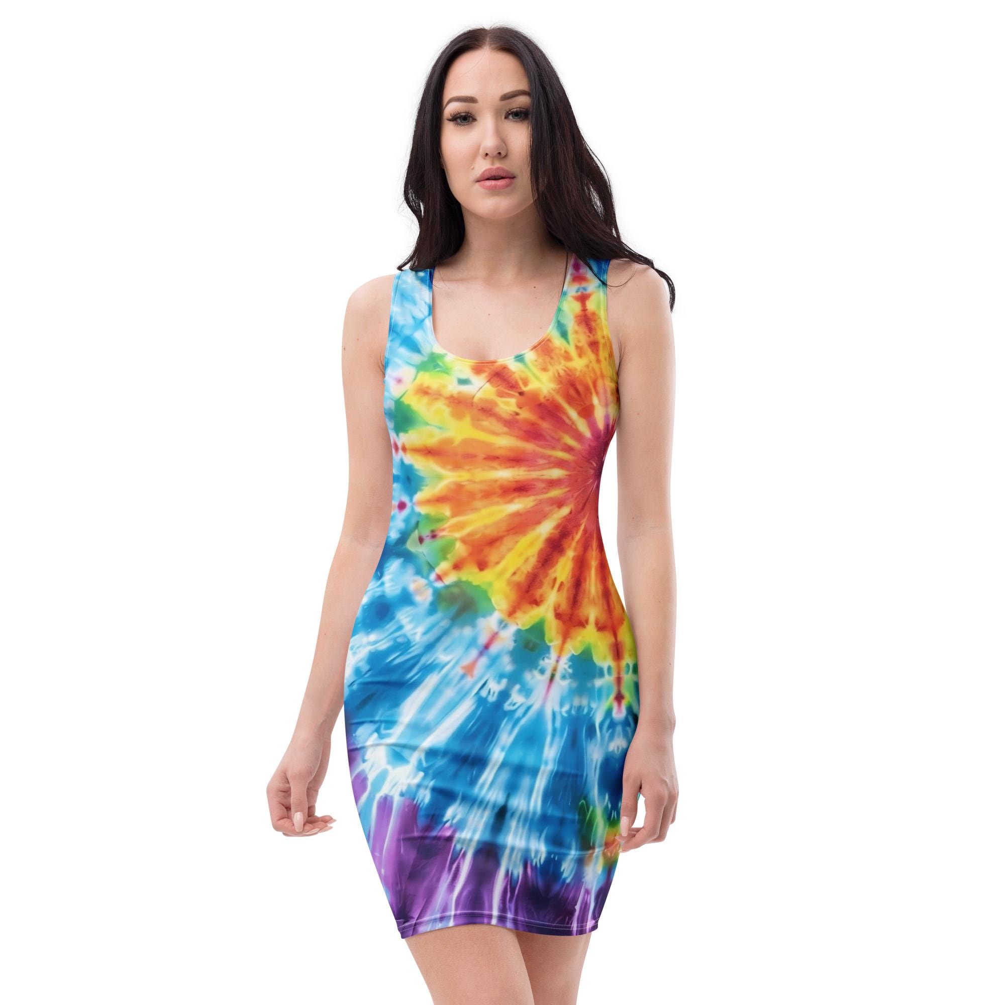rainbow tie dye bodycon dress Recycled Fitted Party paris26 Turquoise Silk Maxi Dress Size:34(XS) Dress up with heels