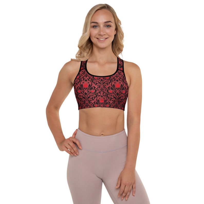 Gothic Rose /& Scroll Padded Sports Bra