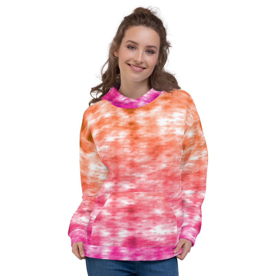 Summertime Orange Pink Tie Dye Unisex Hoodie - Etsy