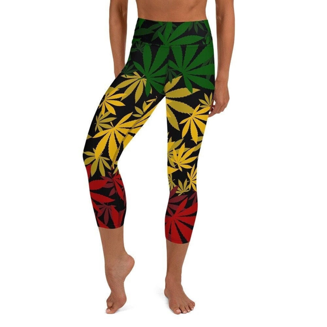 Reggae Cannabis Leaf Rasta MJ Capri Yoga Pants Leggings - Etsy