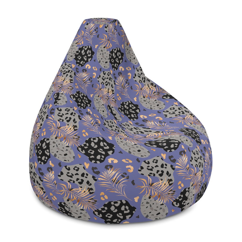 Tropical Leopard Print Purple Bean Bag Chair Cover Etsy