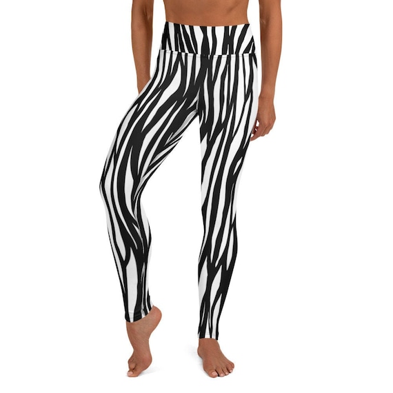 Crazy Black Striped Yoga Pants Leggings 