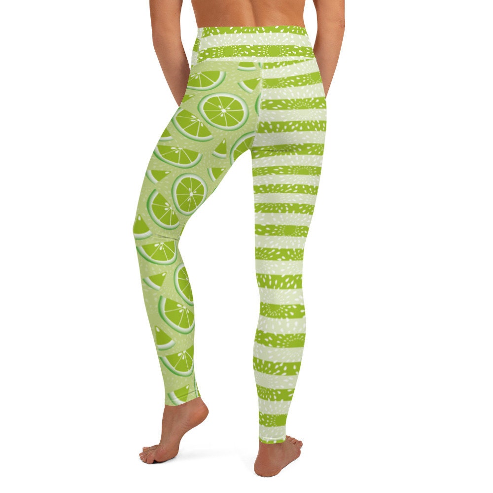 Limes Striped Lime Green Yoga Pants Leggings | Etsy