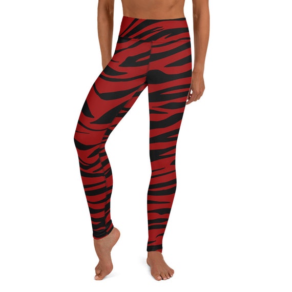 Red Tiger Stripes Yoga Pants Leggings | Etsy