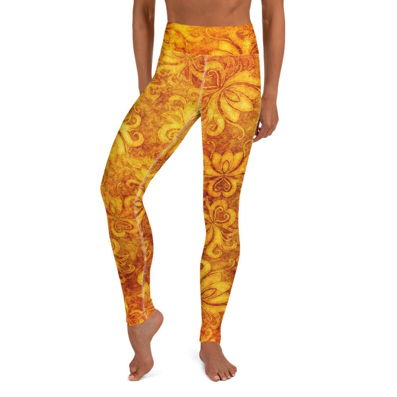 Orange Lotus Flower Grunge Yoga Pants Leggings Etsy