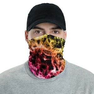 Smokey Rainbow Abstract Neck Gaiter Scarf Face Shield