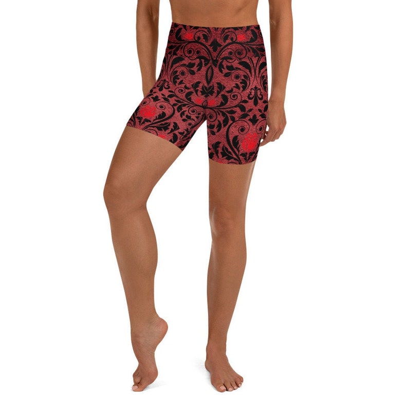 Gothic Rose & Scroll Yoga Shorts image 1