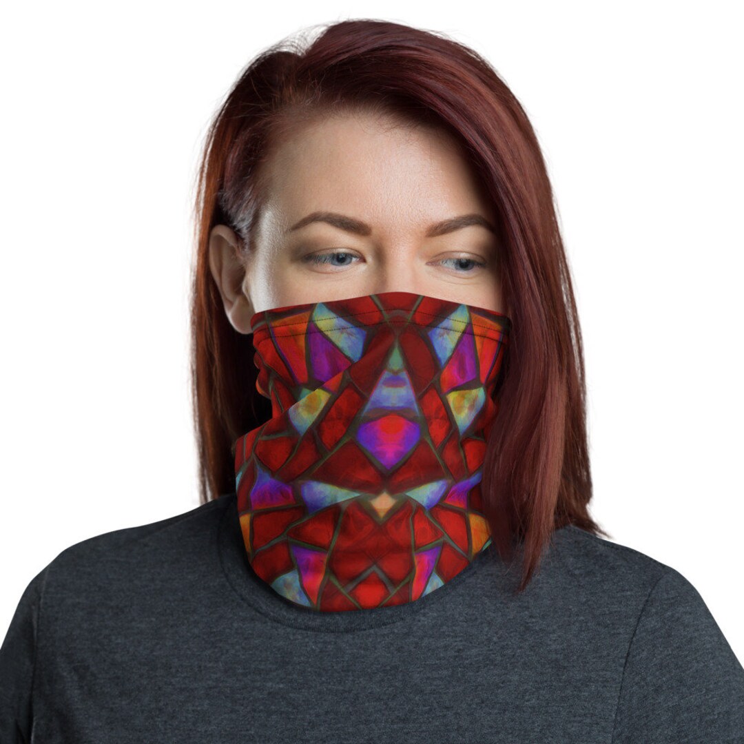 Red Kaleidoscope Neck Gaiter Scarf Face Shield - Etsy