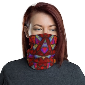 Red Kaleidoscope Neck Gaiter Scarf Face Shield