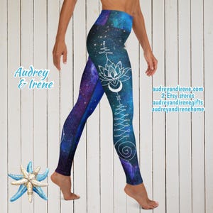 Galaxy Unalome Sacred Geometry Recycled Yoga Pants Workout Leggings: Meditation