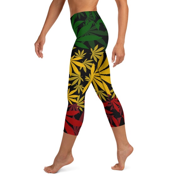 Reggae Cannabis Leaf Rasta MJ Capri Yoga Pants Leggings - Etsy