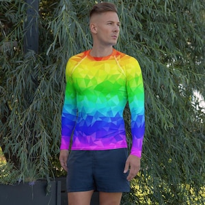 Rainbow Geometric Men&#39;s Rash Guard