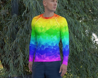 Rainbow Geometric Men's Rash Guard