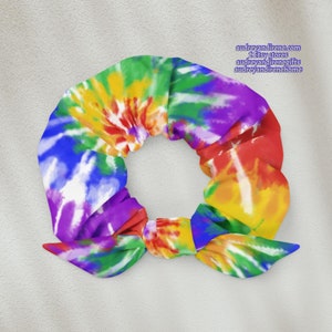 Rainbow Tie Dye Batik Scrunchie Upcycled