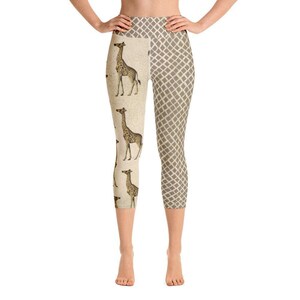 Giraffe Wildlife Safari Capris Yoga Pants Leggings