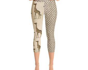 Giraffe Wildlife Safari Capris Yoga Pants Leggings