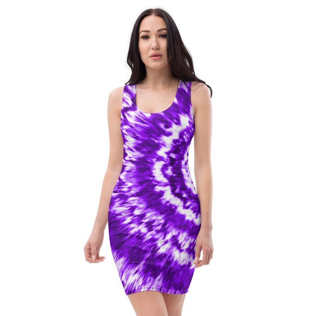 Purple Tie Dye Bodycon Fitted Party Dress - Etsy