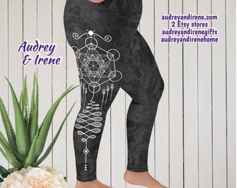 Metatron's Cube | Plus Size |  Unalome | Yoga Pants Leggings | Meditation Gifts