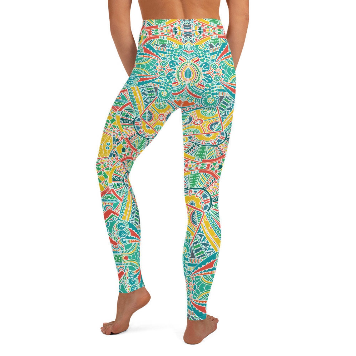 Turquoise Boho Style Geometric Yoga Pants Leggings | Etsy