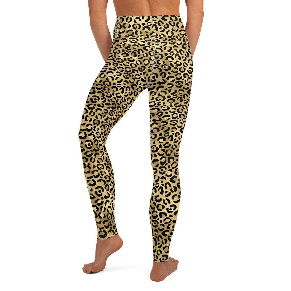 Gold Leopard Print Yoga Pants Leggings | Etsy