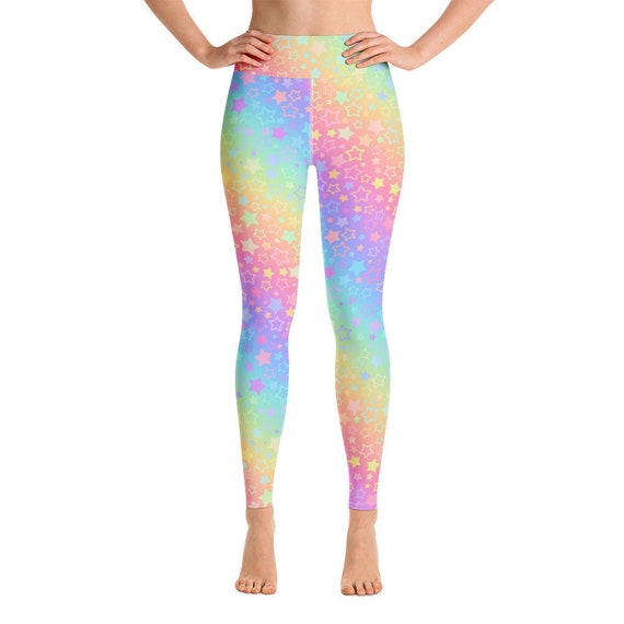 Stars Pastel Rainbow Yoga Workout Pants Leggings Meditation 