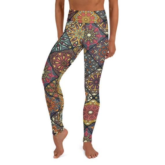 Retro Earth Tones Mosaic Tiles Yoga Pants Leggings | Etsy