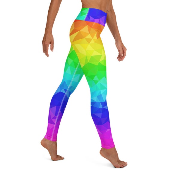 Rainbow Abstract Polygon Yoga Workout Pants Leggings Meditation 