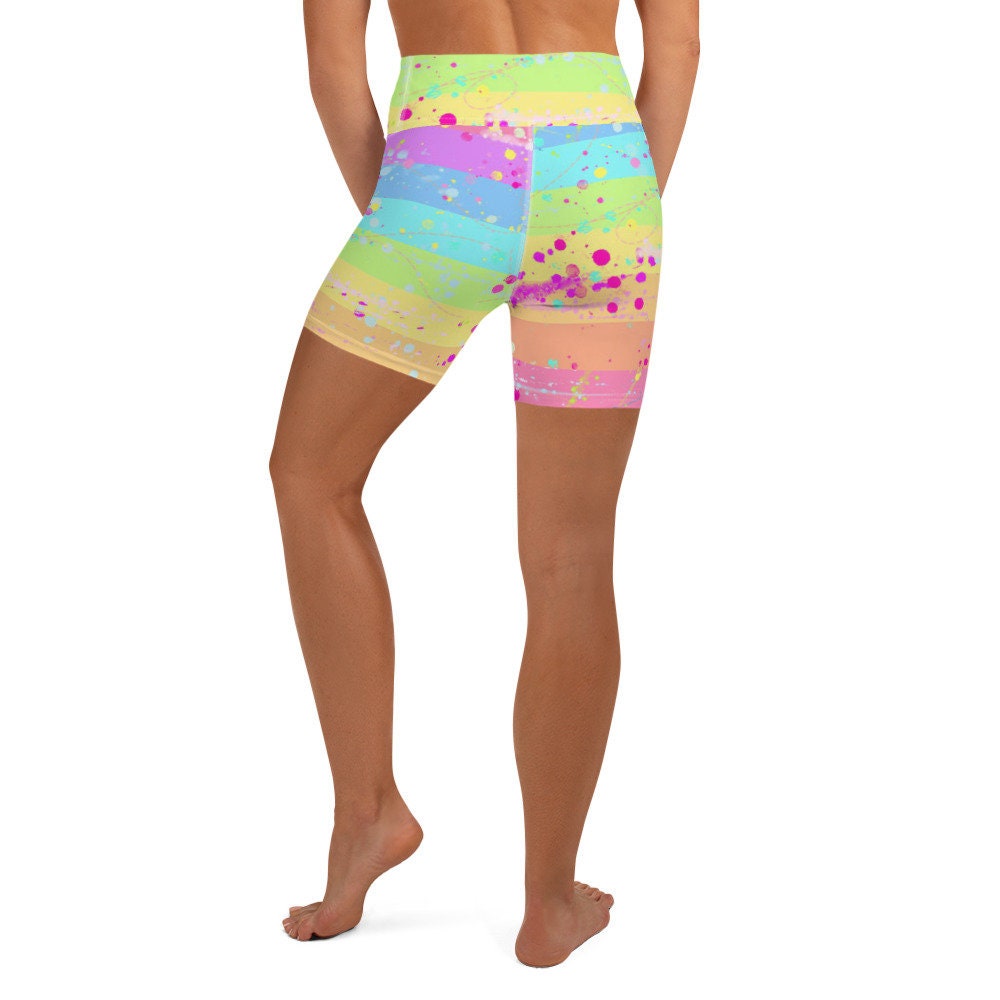 Rainbow Paint Splatters Yoga Pants Capri Leggings Shorts | Etsy