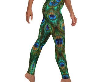 Peacock Feathers Abstract Yoga Workout Pants Leggings Meditation