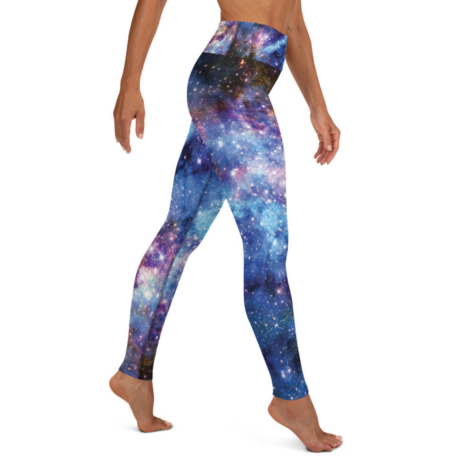 Blue Cosmic Space Galaxy Stars Yoga Pant Leggings Etsy