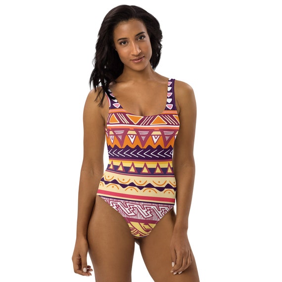 Aztec Geometric Earthy Tones One-piece Swimsuit -  Canada