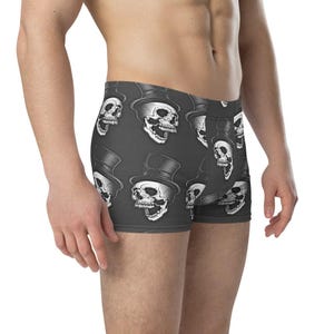 Skull In Top Hat Black Boxer Briefs