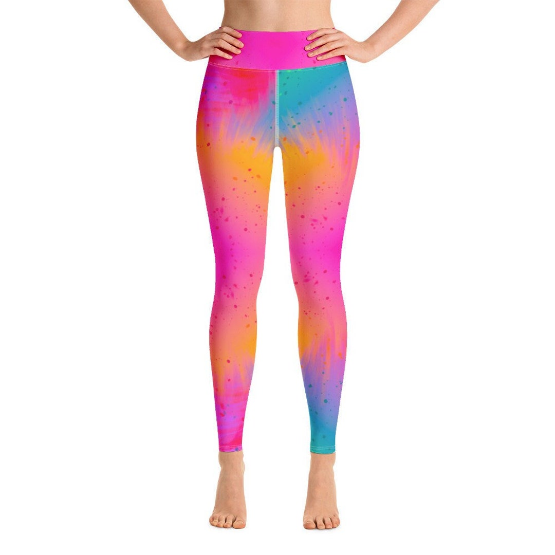 Neon Color Splash Abstract Yoga Pants Leggings - Etsy