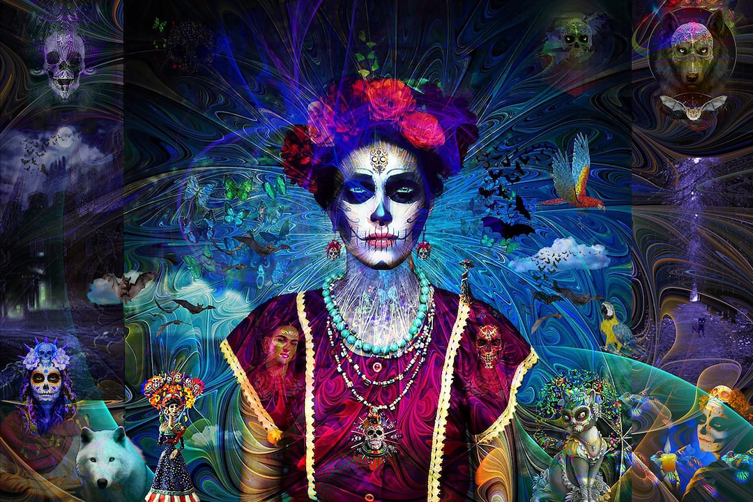 FRIDA CATRINA - Mix Media Quiropainting on Canvas - 32 X 20 Inches ...