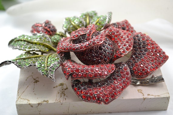 Unsigned Contemporary GIANT Dimensional Red Rose … - image 4