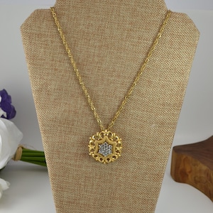 Vintage gold tone Clear Rhinestone Necklace