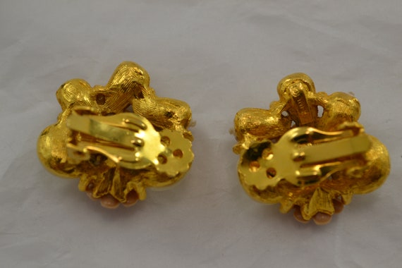 Signed SELINI Multi Stone Cluster Clip On earrings - image 6
