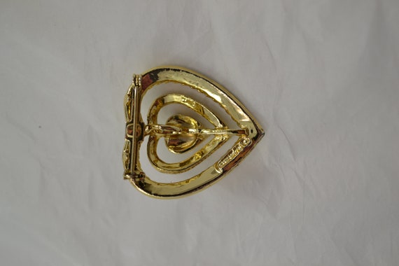 Vintage Gold Tone Signed GERRY'S Heart Brooch Pen… - image 5