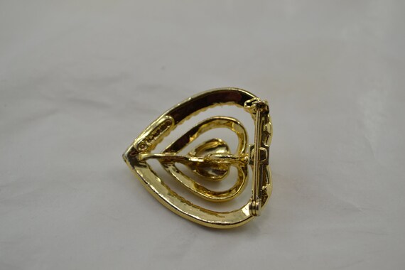 Vintage Gold Tone Signed GERRY'S Heart Brooch Pen… - image 4