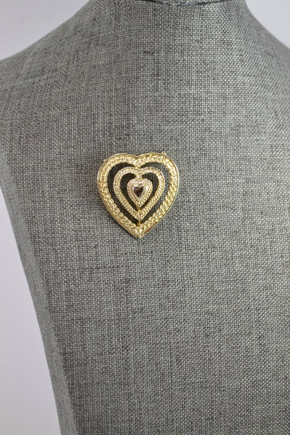 Vintage Gold Tone Signed GERRY'S Heart Brooch Pen… - image 8