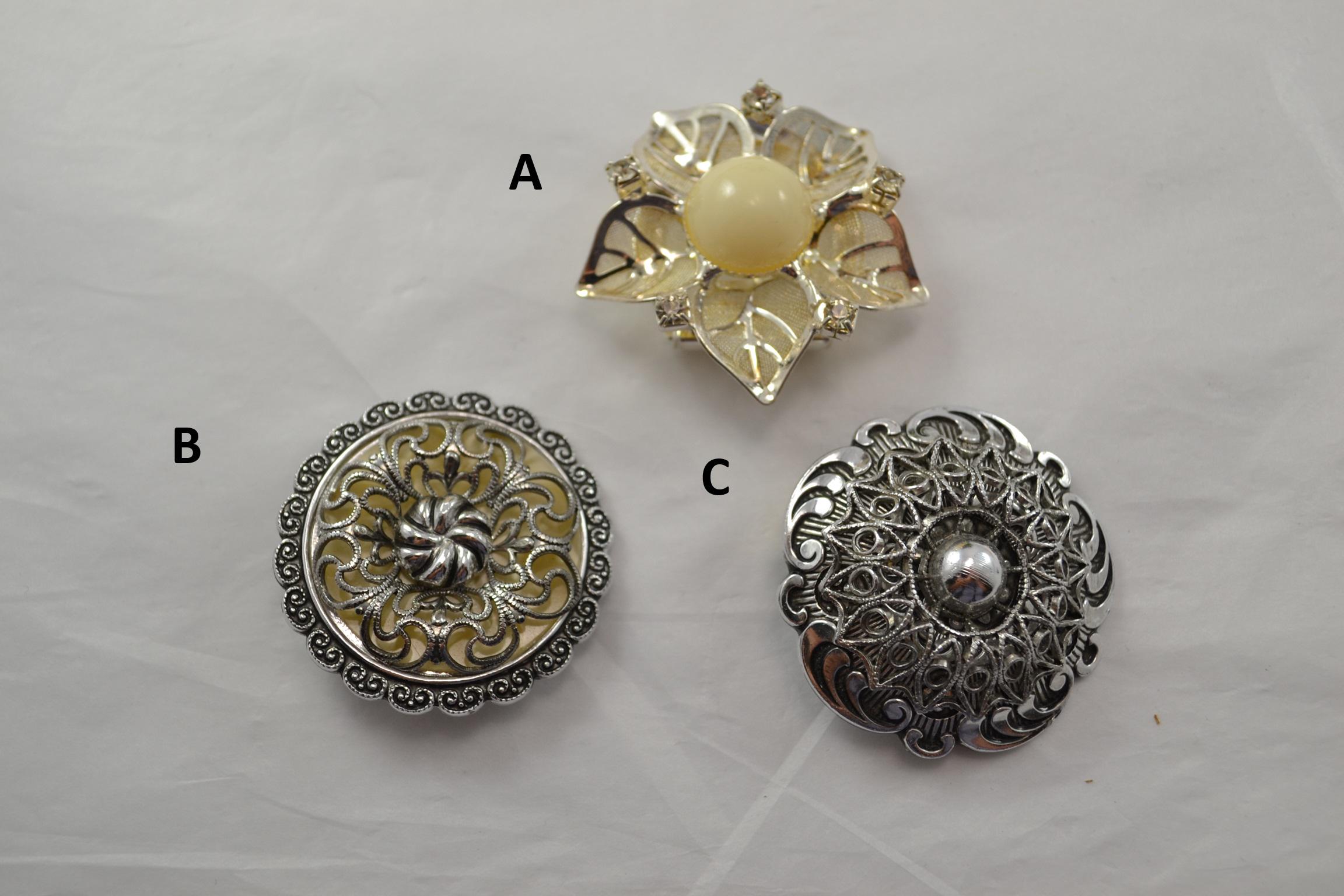 Clip Attache Vintage Argenté Pour Foulard - Broche Anneau Rétro, Occasion Bon état