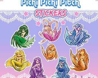 Stickers - Mermaid Melody Pichi Pichi Pitch. Luchia, Hanon, Rina, Karen, Noel, Coco, Sara, Seira