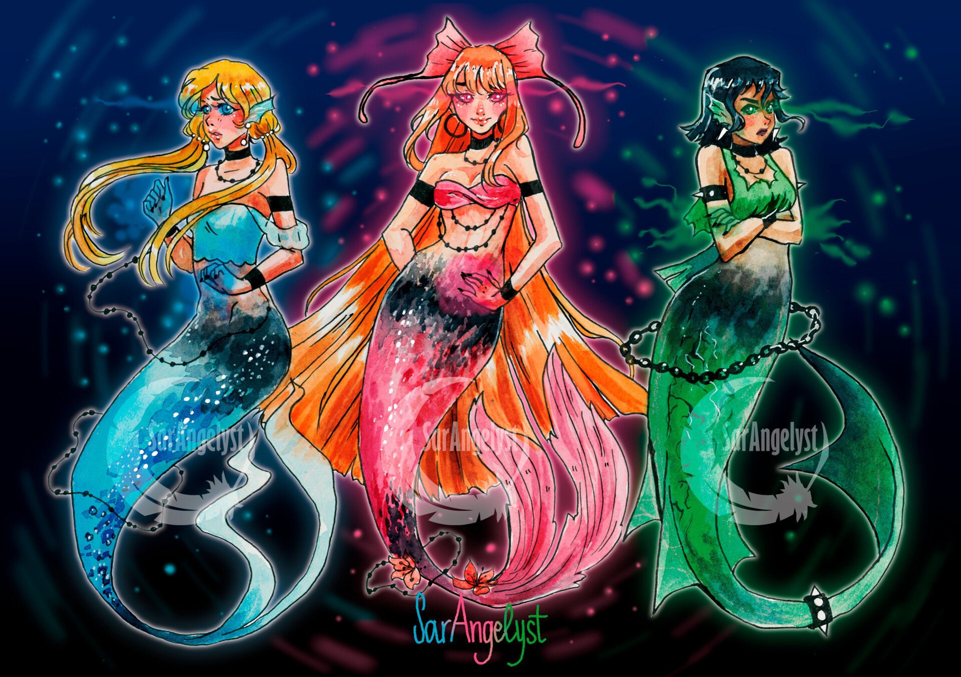 The Powerpuff Girls Mermaids Prints Etsy The Powerpuff Girls Mermaids Prints Etsy
